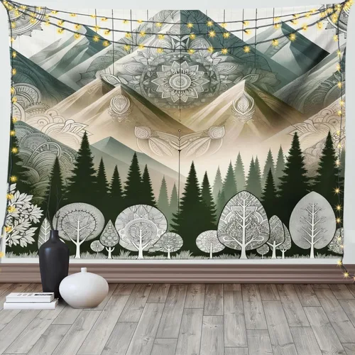 Vista 131 de Ambesonne Tapiz bohemio, diseño floral de bruja, luna y mariposa con adornos de mandala, decoración de tela para colgar en la pared para dormitorio