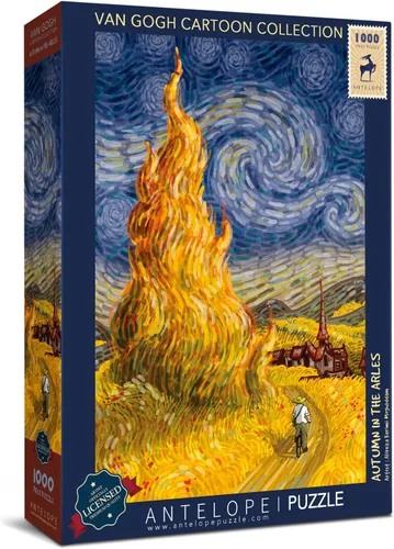 Vista 2 de Antelope Rompecabezas de 1000 piezas para adultos, rompecabezas de Van Gogh por la artista Alireza Karimi Moghaddam, papel, otoño en Arles, 29.5 x