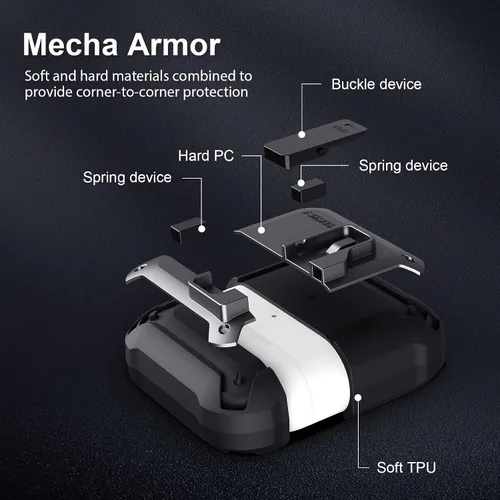 Vista 4 de Nillkin AirPods Pro - Funda protectora de cuerpo completo con llavero de metal, a prueba de golpes, para AirPods Pro 2019, color negro