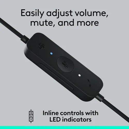 Vista 4 de Logitech H570e - Auriculares USB con micrófono para PC y Mac, auriculares con cable USB-A con sonido estéreo, micrófonos con cancelación de ruido