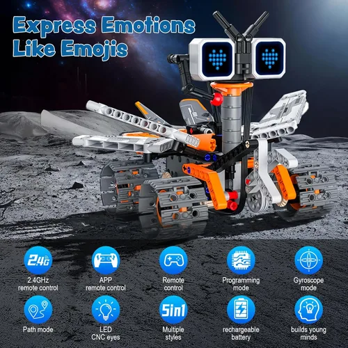 Vista 4 de Kit de construcción de robot STEM para niños 8-12, aplicación 5 en 1