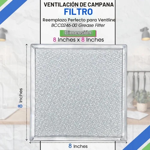Vista 3 de Bagean Filtro de ventilación de campana de estufa 8x8 pulgadas BCC024600 se