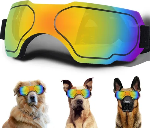 Vista 29 de Gafas de sol para perros pequeños, gafas para perros con correa ajustable, protección UV, adecuadas para perros pequeños Estilo liso-Multicolor