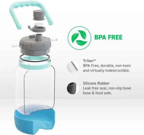 Vista 3 de Asobu Buddy Bottle - Botella de agua aislada de acero inoxidable para con cuenco de agua extraíble para perro y cuenco de almacenamiento de comida