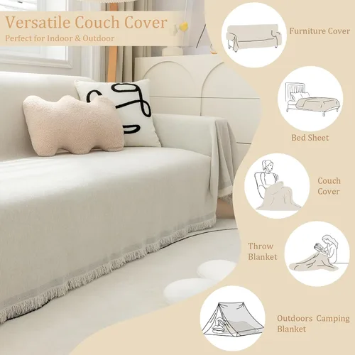 Vista 5 de Funda de sofá de felpilla de 91 x 118 pulgadas, extra ancha, resistente al agua, para sofá modular de 2 a 3 cojines, funda de sofá modular