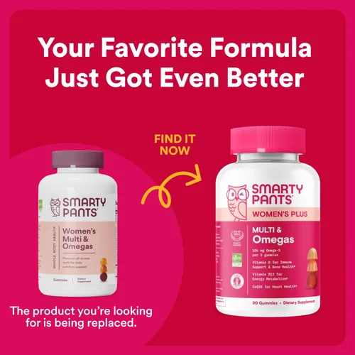 Vista 2 de SmartyPants Gomitas multivitamínicas para mujeres: aceite de pescado Omega 3 (EPA/DHA), metilfolato, CoQ10, vitamina D3, C, vitamina B12, B6, A, K