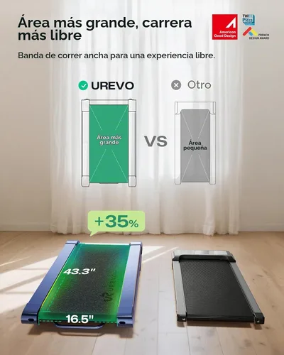 Vista 7 de UREVO CyberPad Smart Walking Pad with 14% Incline, Under Desk Treadmill for Home Use, Extended Walking Surface, LED Remote, Speed-Responsive