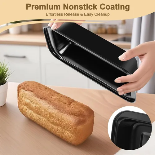 Vista 5 de Juego de utensilios para horno tostador de 5 piezas, sartenes compactas antiadherentes para horno pequeño, RV y cámper, incluye muffin, pan, pizza
