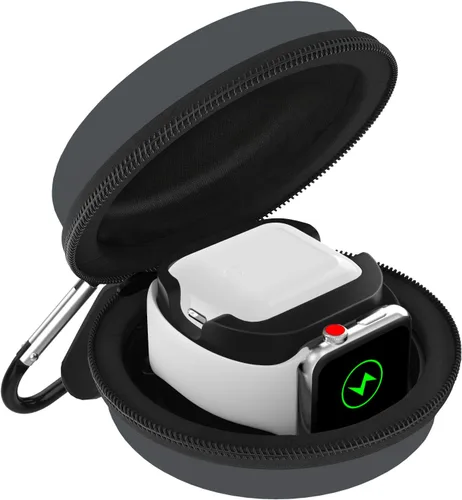Vista 21 de MoKo Caja de almacenamiento compatible con Apple Watch Series 11/10/9/8/7/6/5/4/3/2/1/SE3/SE2/SE, funda protectora portátil de viaje para AirPods