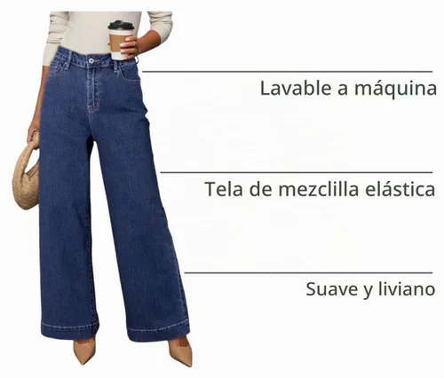 Vista 4 de Dokotoo Pantalones de mezclilla casuales de cintura alta para mujer Bluing