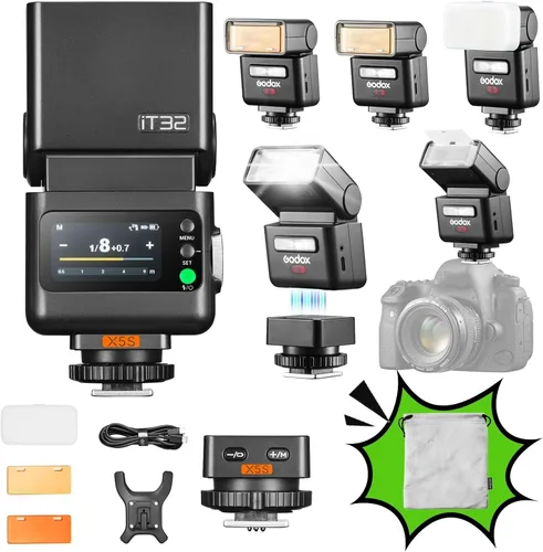 Vista 11 de GODOX iT32 TTL Flash de cámara para Canon con disparador de flash inalámbrico X5C, compatible con 5D Mark IV,5D Mark III,5D Mark II,6D Mark