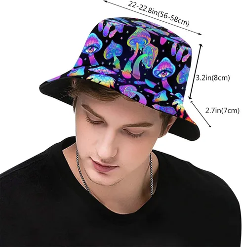 Vista 3 de Sombrero de pescador retro de los años 80 y 90 para hombres y mujeres, plegable, gorra para el sol, accesorios para fiestas rave, sombrero