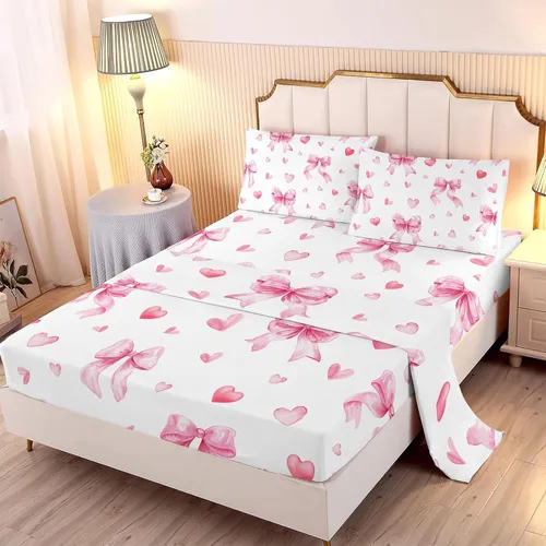 Vista 22 de MUSOLEI Sábanas Panda Sábanas ajustadas Lindas hojas de cama con conjunto de cama de animales 3D con orejas para niñas Conjunto de cama individual