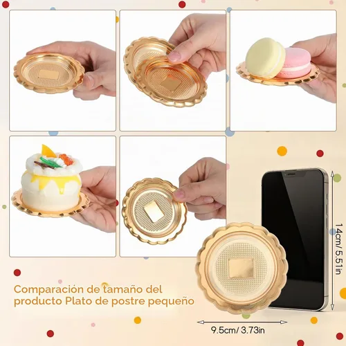 Vista 2 de Cabilock 20 mini tablas doradas para tartas, bandejas de postre