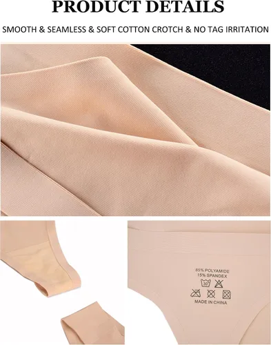 Vista 2 de Bolivelan Tangas de tiro medio sin costuras para mujer, ropa interior cómoda