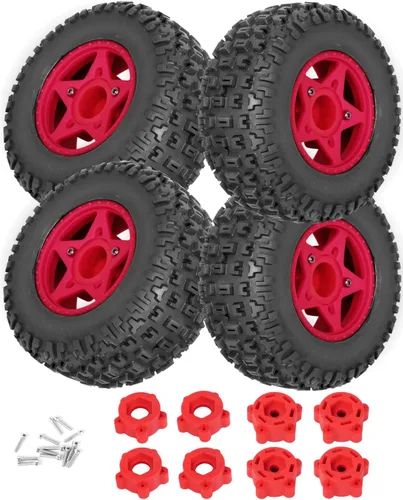 Vista 8 de Ruedas y neumáticos hexagonales RC de 0.472 in/0.551 in para camión escala 1/10, neumáticos de camión RC para 1/10 Slash 2WD 4×4 Senton Axia1 L0SI