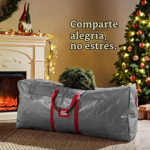 Vista 2 de Zober - Bolsa de almacenamiento para árbol de Navidad - Se adapta a árboles artificiales de 7.5 pies - Bolsa de árbol de Navidad de plástico Gris