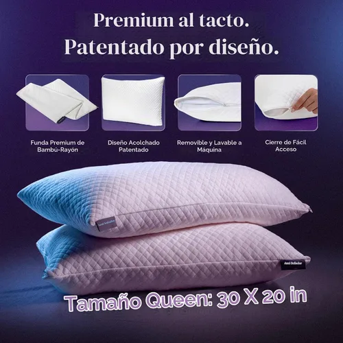 Vista 5 de DreamyBlue Almohada Signature con Loft Ajustable • Relleno de Espuma Viscoelástica Triturada • Alineación Neutra para Personas que Duermen de Lado