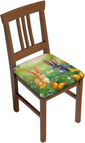 Vista 19 de Fundas de asiento cuadradas para silla de cocina con arces de gato negro de Halloween, 16.9 pulgadas, dos piezas, funda de cojín elástica ajustable