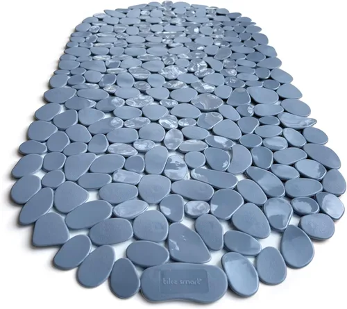 Vista 19 de Alfombra antideslizante para bañera y ducha "Pebbles" de 27 x 14 pulgadas, ovalada, no tóxica, segura, limpia, lavable a máquina, agarre y drenaje
