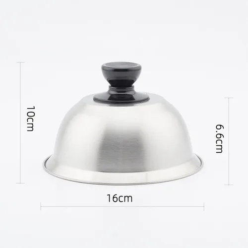 Vista 4 de Cubierta de cocción al vapor para queso, cúpula de fusión de queso de 6.30 pulgadas con asa, cubierta universal de acero inoxidable para parrilla