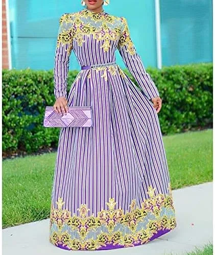 Vista 2 de VERWIN vestido midi de manga larga con cuello de lazo patchwork una línea de color block para mujer