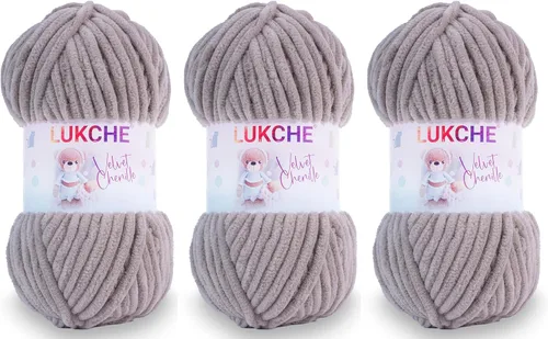 Vista 17 de Hilado de chenilla de terciopelo para amigurumi y punto de crochet súper voluminoso 100 gr (69,0 m) (Grosor del hilo 8 mm) (Verde espárrago) 1