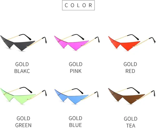 Vista 6 de willochra Gafas de sol triangulares sin marco de una pieza para mujer, lentes de sol de moda con lentes de océano, gafas de sol para hombres