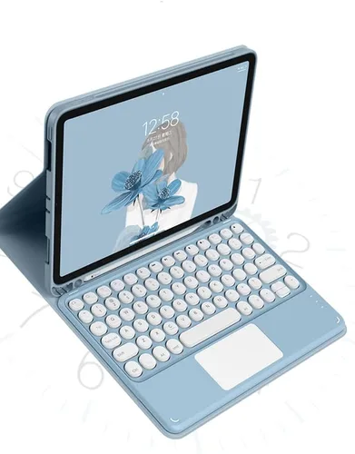 Vista 9 de Funda con teclado para iPad Air2 - Touchpad, magnético, Bluetooth desmontable, funda inteligente delgada para iPad 5ª/6ª generación de 9.7 pulgadas