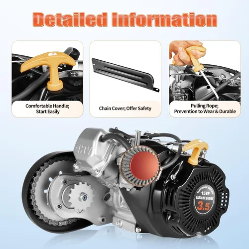 Vista 7 de Kit de motor motorizado a gas de 4 tiempos de 100 cc, conjunto de motor de bicicleta, motor modificado para bicicleta, refrigeración por aire de un