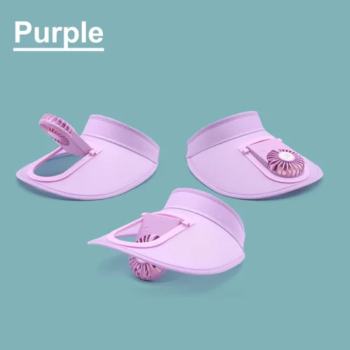 Vista 2 de Sombrero de visera con abanico para mujer - Sombrero de visera para ventilador