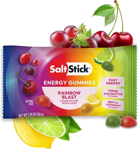 Vista 2 de SaltStick Gomitas energéticas con electrolitos, manzana verde, gomitas de electrolitos fáciles de masticar, masticables energéticos que saben muy