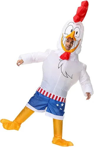 Vista 3 de JASHKE Disfraz inflable de gallo para Halloween disfraz inflable para adultos 1 unidad