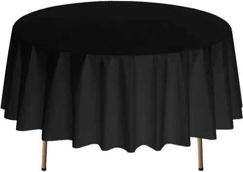 Vista 35 de Party Essentials Mantel redondo de plástico desechable de 84 pulgadas, 3 unidades, color negro