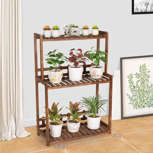 Vista 2 de Ufine - Soporte vertical de madera para plantas de 3 niveles