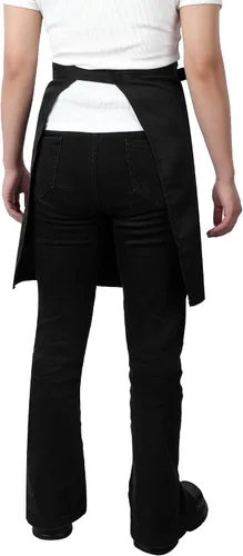 Vista 6 de Twistover Paquete de 5 delantales de medio bistro con 2 bolsillos, delantal unisex negro con lazos frontales extra largos en la cintura para hombres