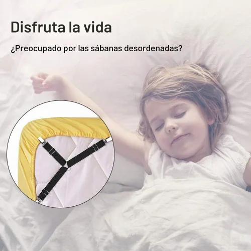 Vista 8 de Abrazaderas de sábana, tirantes en triángulo ajustable elástico, correas con clip para sábanas, fundas de colchón, almohadón de sofá