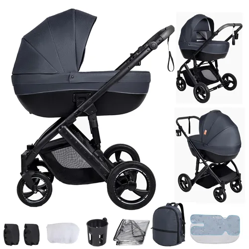 Vista 13 de Cochecito de bebé 2 en 1 con función de cochecito, plegable, portátil, cómodo, para bebés de 0 a 36 meses (negro)