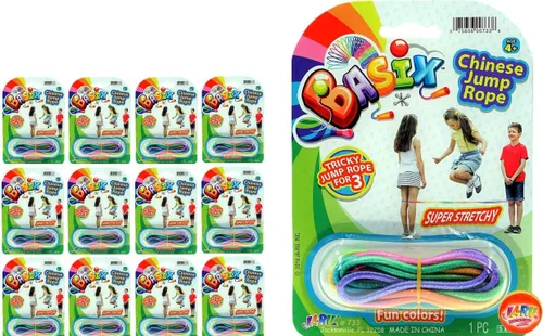 Vista 8 de 2CHILL Chinese Jump Rope (Pack) Elastic Skipping Rope Game for Kids & Adults Colorful Stretchy Jump Rope for Kids, Girls and Boys. Party Favor.