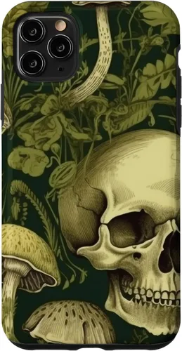 Vista 13 de iPhone 16 Skull Pattern Olive Green Mushroom Case