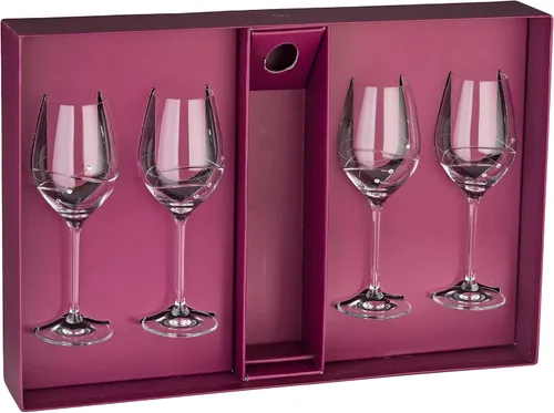 Vista 2 de Barski - Vaso hecho a mano - Juego de 4 copas de vino blanco con espacio vacío en el centro para adaptarse a tu propia botella de vino - Decorado