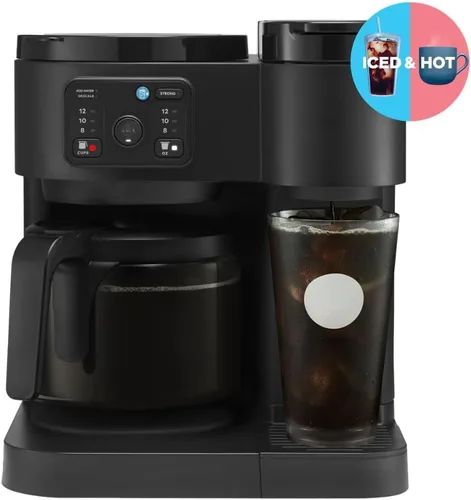 Vista 9 de K-Duo Essentials Coffee Maker for Hot and Iced Drinks, Single Serve KCup Pod Brewer and 12 Cup Carafe Drip Coffee Pot, 72 oz Water Reservoir,Pause &