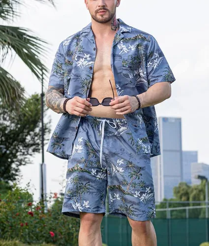 Vista 4 de Hawaiian Suits for Men Regular FitRelaxed Fit Hawaiian Shirts for Men Short Sleeve Casual Shirts