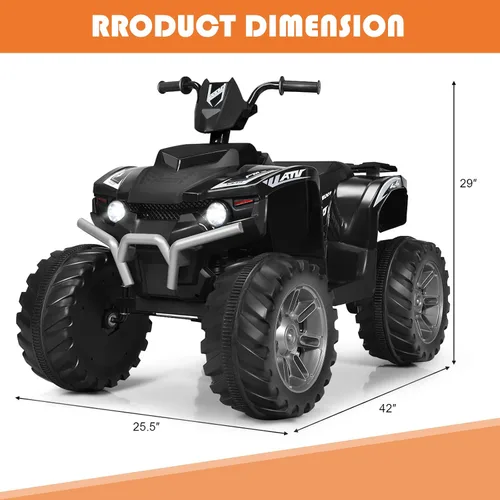 Vista 8 de Cuatrimoto para paseo Costzon para niños, vehículo eléctrico con batería de 12 V, luces LED, velocidad alta y baja, claxon, música, USB, neumáticos