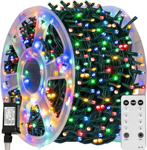 Vista 31 de TW SHINE - Luces de Navidad que cambian de color, 200 luces LED RGB de 66 pies, luces de Halloween para exteriores con control remoto, impermeables