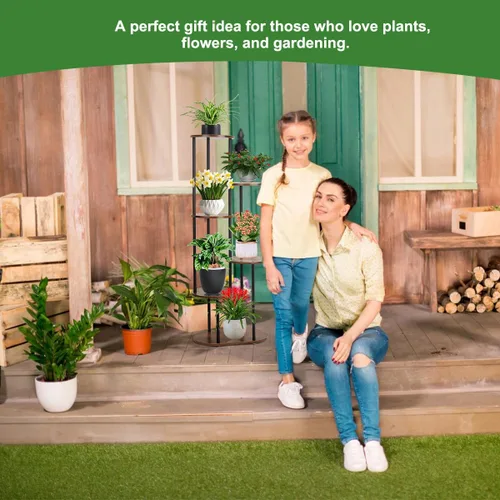 Vista 4 de Soporte para plantas de interior – Soporte para plantas de 6 niveles para 7 macetas, estante para plantas de flores, estante grande de madera