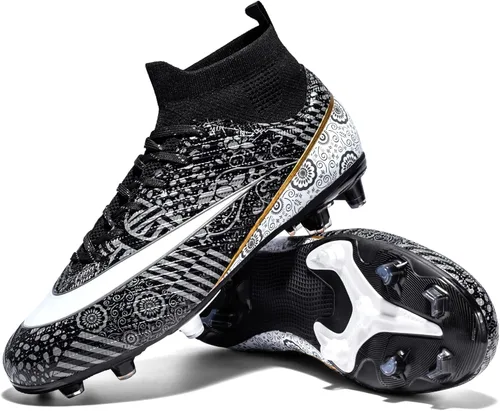 Vista 2 de Zapatos de fútbol para niños con tacos de fútbol para jóvenes, botas altas para entrenamiento al aire libre