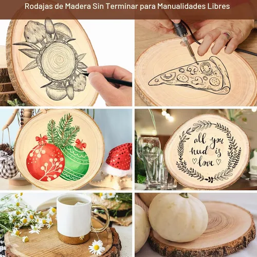 Vista 4 de Adrattnay 8 piezas de rebanadas de madera para centros de mesa de 12 a 13 pulgadas, círculos redondos de madera de Paulownia para decoración