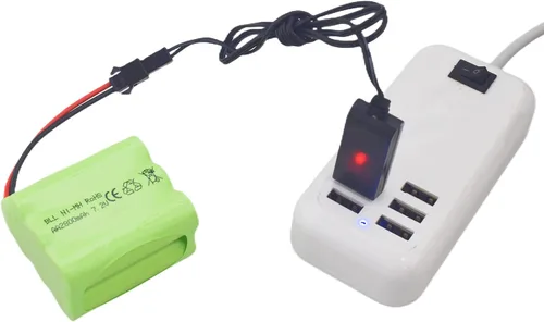 Vista 4 de Paquete de 2 baterías AA de 7.2 V 2800 mAh RC con enchufe SM-2P con cable de carga USB para tanques de juguete, departamento de ingeniería de cama