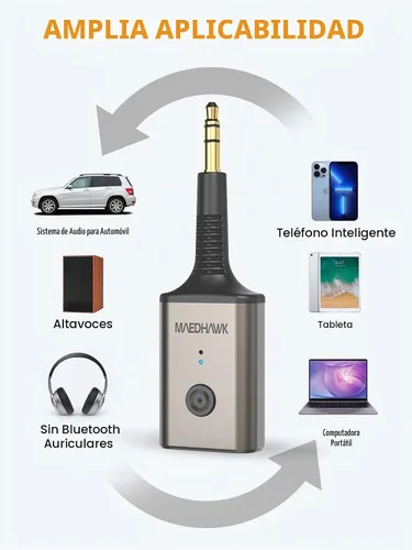 Vista 6 de MaedHawk Receptor de audio auxiliar inalámbrico giratorio Bluetooth 5.3